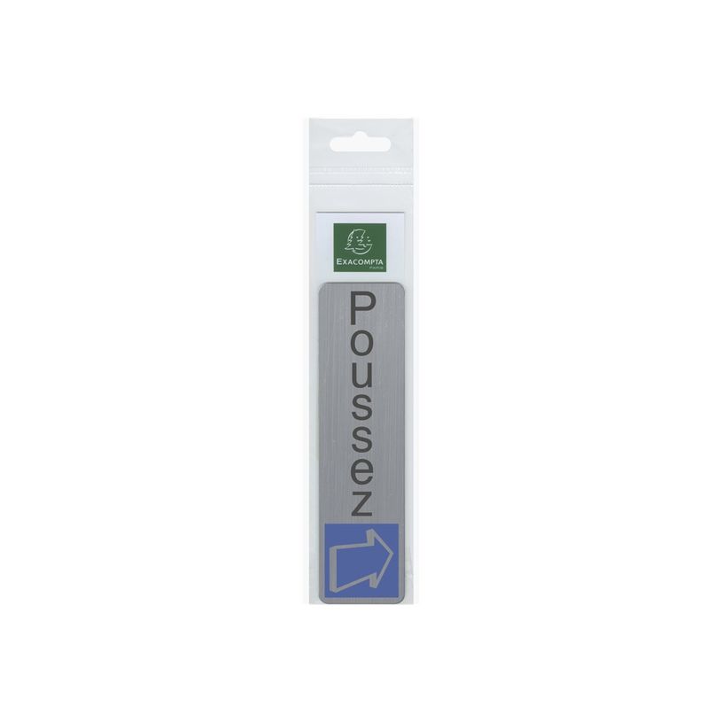 3130630671572-Exacompta - Plaque de signalisation Poussez - 165 x 44 mm - aluminium brossé-P_405121395_1-2