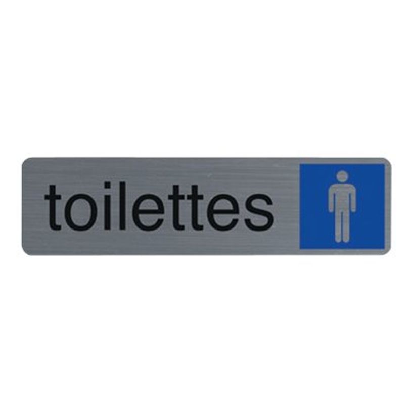 3130630671596-Exacompta - Plaque de signalisation Toilettes hommes - 165 x 44 mm - aluminium brossé-P_405121397_3-0