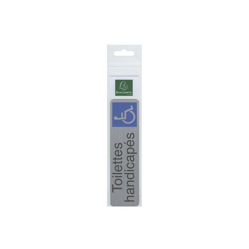3130630671640-Exacompta - Plaque de signalisation Toilettes handicapés - 165 x 44 mm - aluminium bross