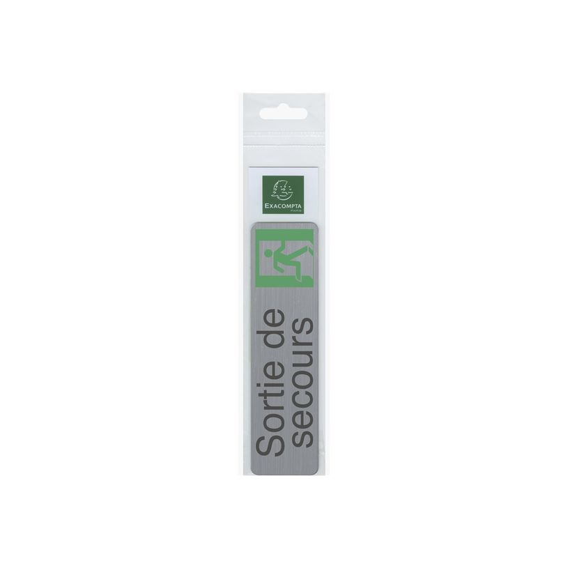 3130630671725-Exacompta - Plaque de signalisation Sortie de secours - 165 x 44 mm - aluminium brossé-P_405121410_1-2