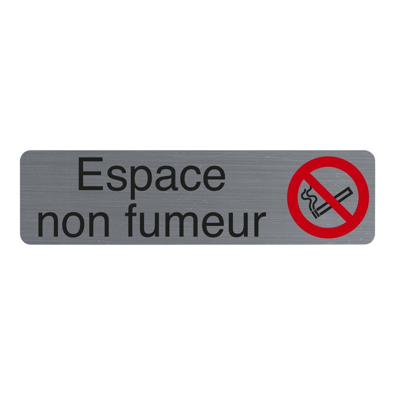 3130630671749-Exacompta - Plaque de signalisation Espace non fumeurs - 165 x 44 mm - aluminium brossé-P_405121412_3-0