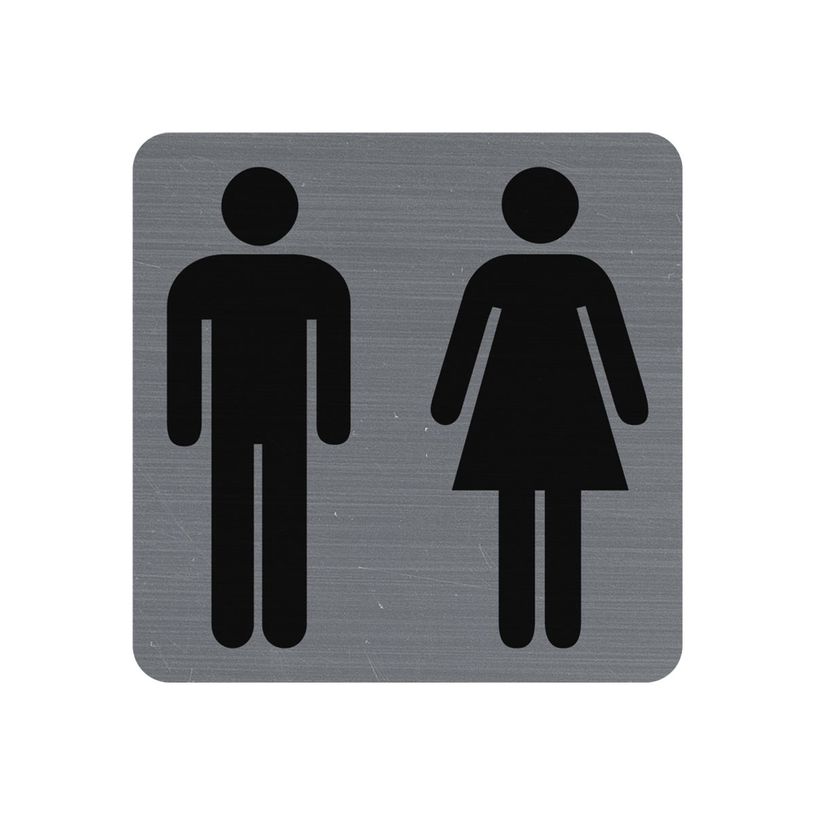 3130630671787-Exacompta - Plaque de signalisation Toilettes - 75 x 75 mm - aluminium brossé-P_405121416_3-0
