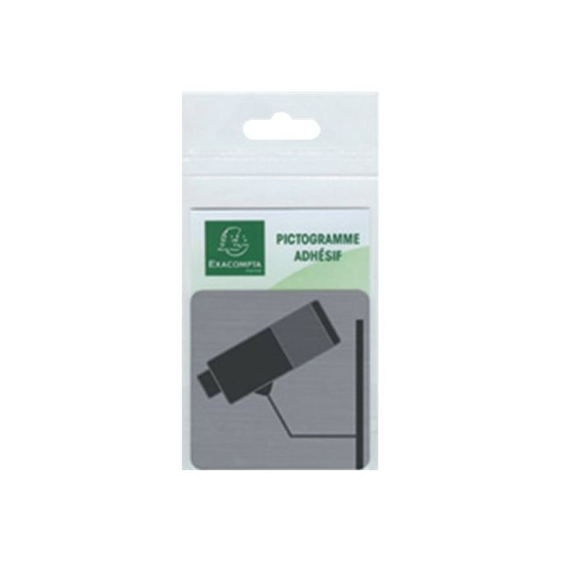 3130630671800-Exacompta - Plaque de signalisation Surveillance caméra - 75 x 75 mm - aluminium brossé-P_405121418_5-0