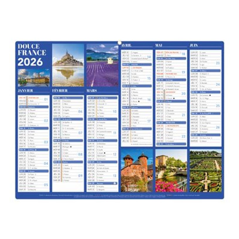 3592930028898-Calendrier bancaire illustré année civile BOUCHUT "Douce France Medium" 32 x 42 cm Pefc -P_405121452_1-2