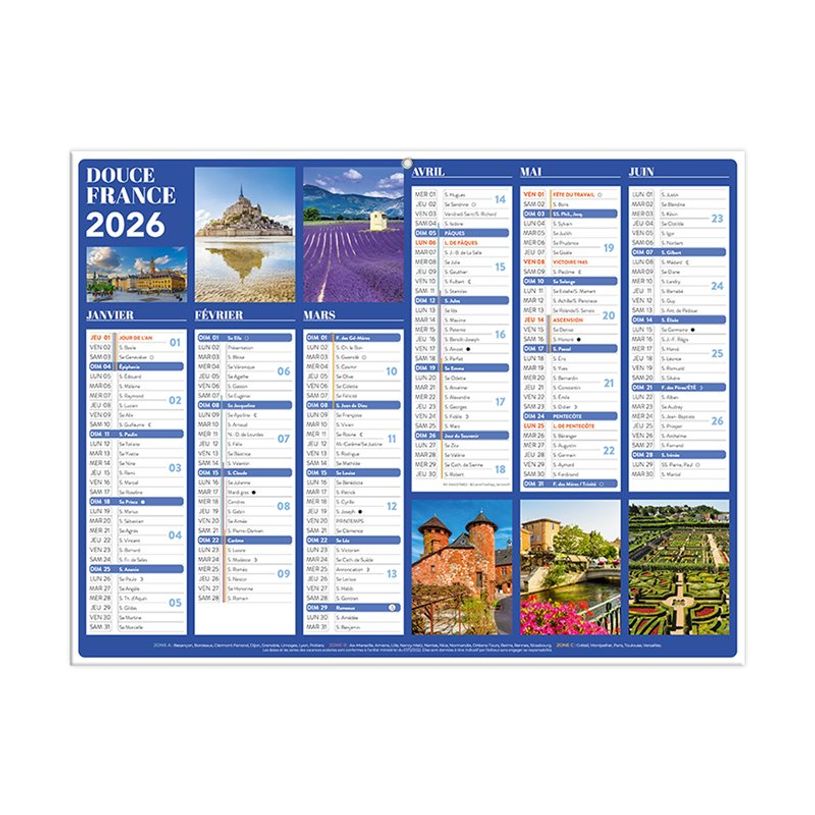 3592930028898-Calendrier bancaire illustré année civile BOUCHUT "Douce France Medium" 32 x 42 cm Pefc -P_405121452_3-4