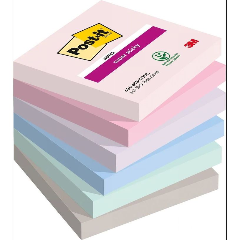 4054596925953-Post-it - 6 Blocs notes de 90 feuilles Super Sticky Post-it Soulful  - couleurs assorties -P_405121479_1-0