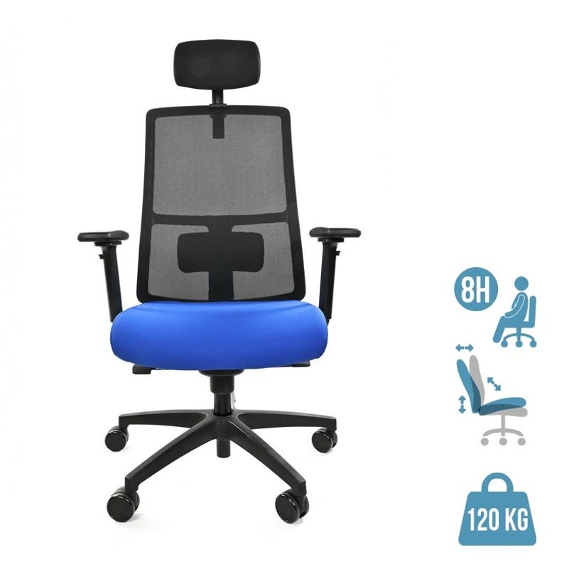 8033540636691-Fauteuil de bureau ARMONIA - accoudoirs réglables - appuie-tête réglable - bleu-P_405121629_1-0