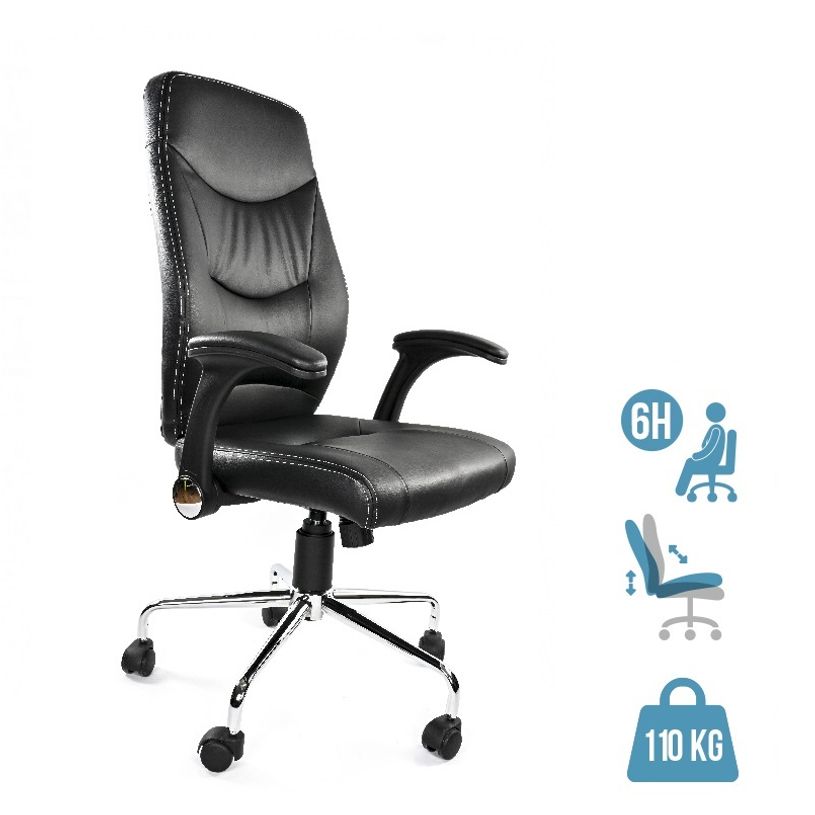 8033540636516-Fauteuil de bureau ATHENA - accoudoirs rabattables - appui-tête intégré - noir-P_405121632_1-0