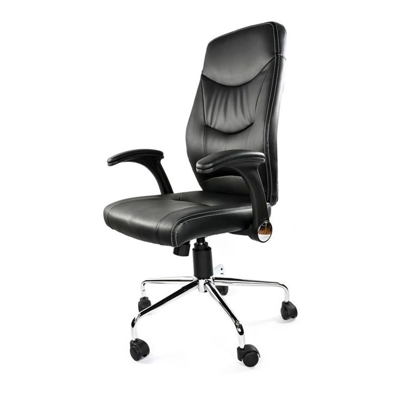 8033540636516-Fauteuil de bureau ATHENA - accoudoirs rabattables - appui-tête intégré - noir-P_405121632_4-3