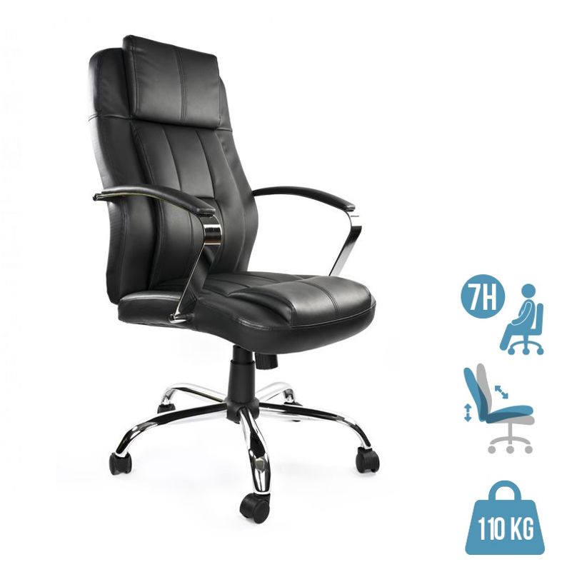 8033540636714-Fauteuil de bureau MILO - accoudoirs fixes - appui-tête intégré - noir-P_405121634_1-0
