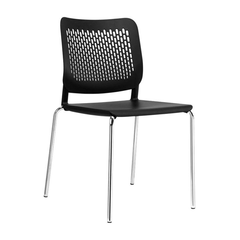 8033540636554-Chaise Luge MALIZIA - 4 pieds chromés - noir-P_405121647_1-0