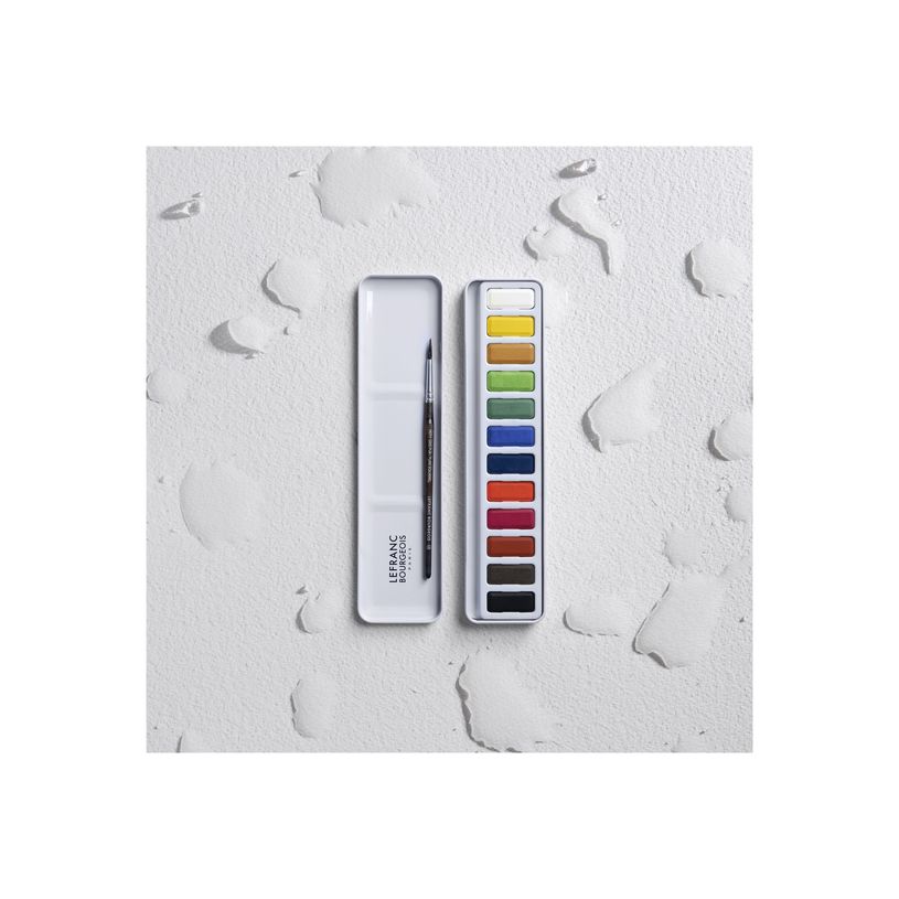 3013643014447-Lefranc Bourgeois Studio - Boîte métal 12 tablettes aquarelle avec pinceau - couleurs as-P_405121709_2-1