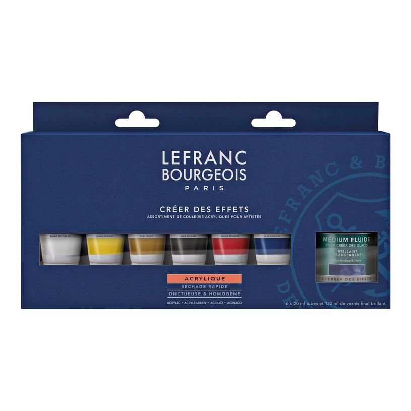 3013643003434-Lefranc Bourgeois - Set de peinture acrylique - 6 couleurs - ocre jaune, blanc titane, jaune primaire, noir ivoire,-P_405121725_1-1