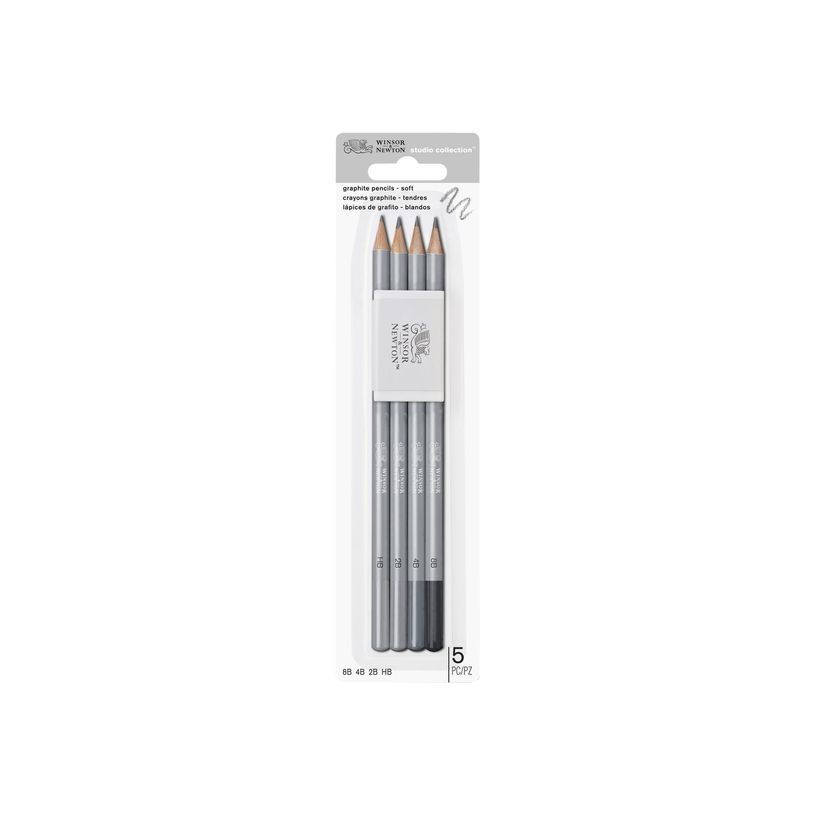 884955064818-Winsor & Newton Studio Collection - Pack de 4 crayons graphites + 1 gomme - 2B, 4B, 8B, HB-P_405121763_3-0