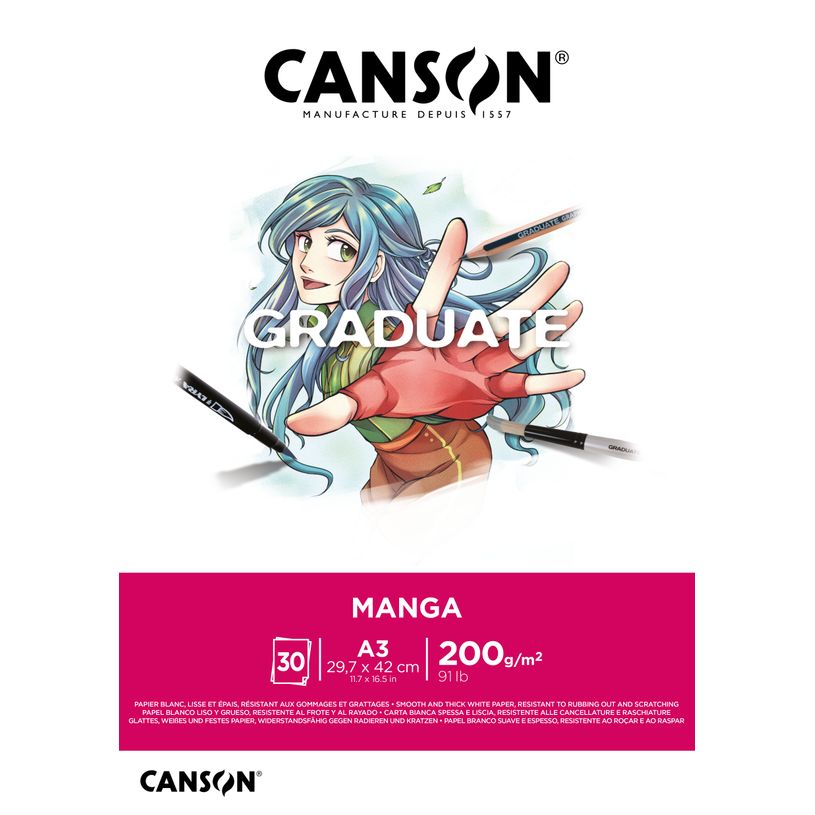 3148950061010-Canson Graduate Manga - Bloc dessin - A3 - 200 gr-P_405121862_1-0