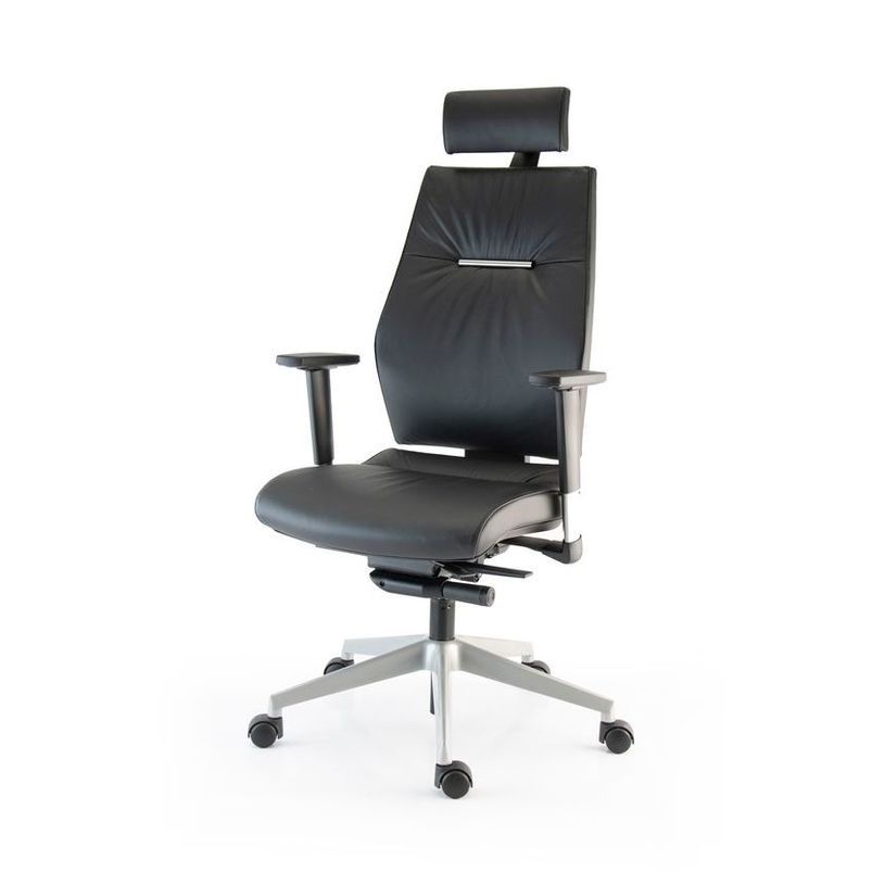 3660916032242-Fauteuil de bureau SPECTRA - accoudoirs réglables - appui-tête - cuir noir-P_405121886_2-1