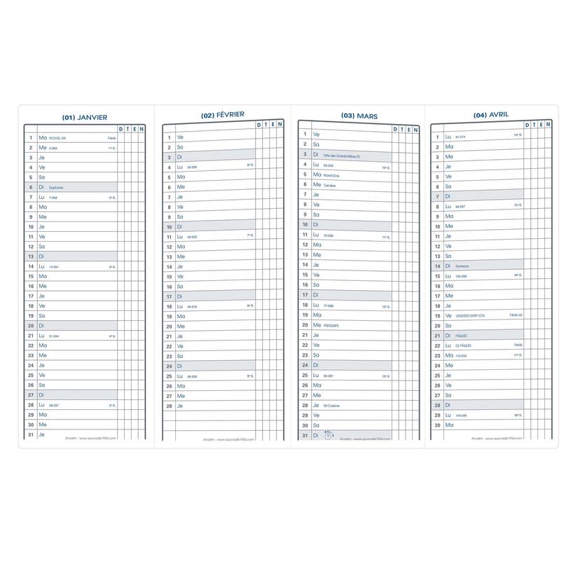 3371010127641-Agenda de poche Impala Anoslim - 4 mois par page - 7,5 x 20 cm - noir - Quo Vadis--1