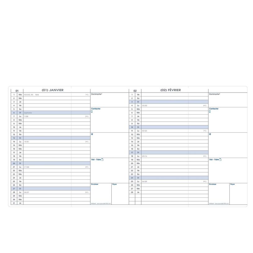 3371010127573-Quo Vadis - Agenda avec répertoire - Minibest - Mensuel - Français - Impala - Noir - 12 mois de janvier à décembre - 7,5x14 cm - Papier Clairefontaine blanc - Fabri--1