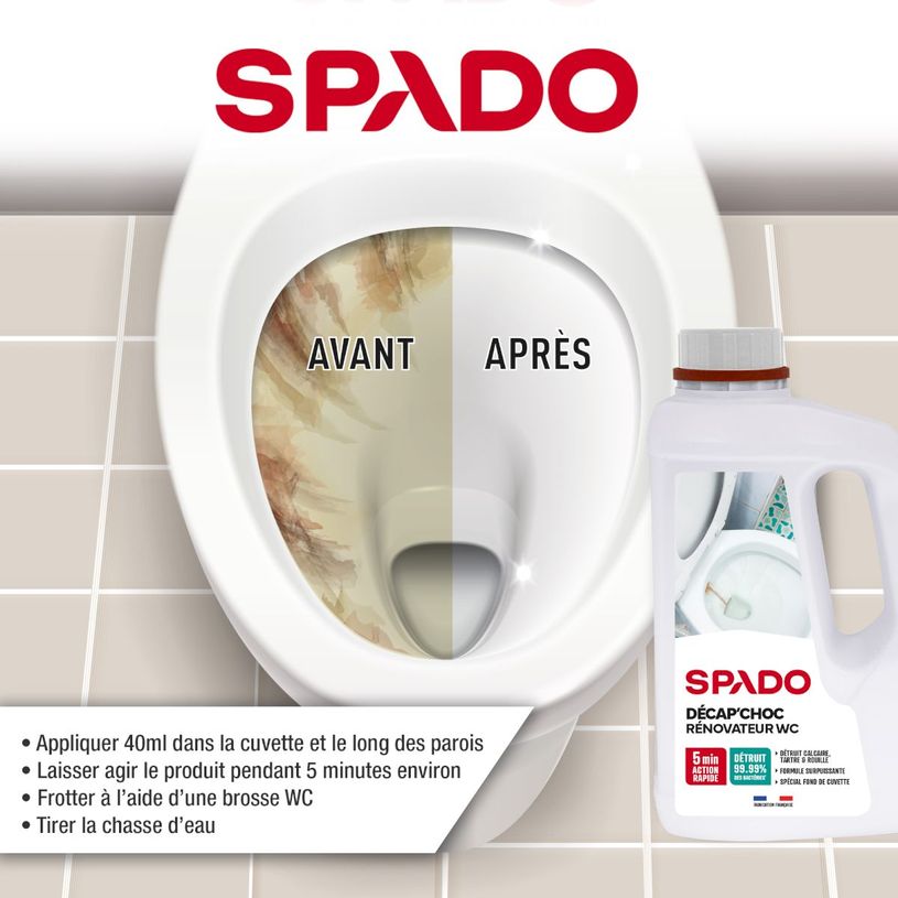 3172350121364-SPADO Décap' Choc - Rénovateur WC 3EN1 - produit de nettoyage - 1L--2