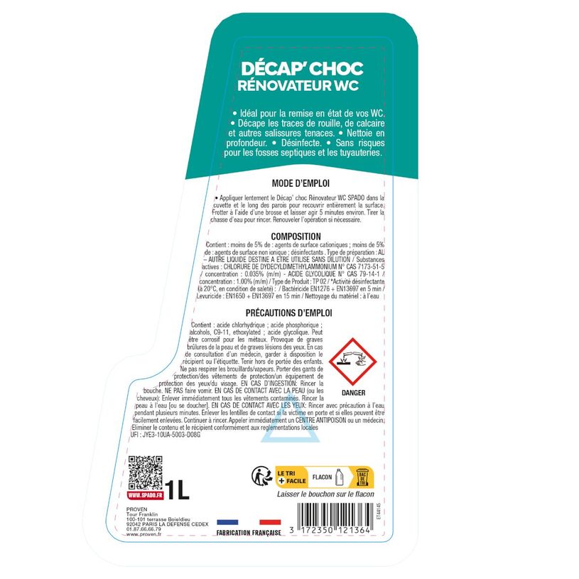 3172350121364-SPADO Décap' Choc - Rénovateur WC 3EN1 - produit de nettoyage - 1L--4