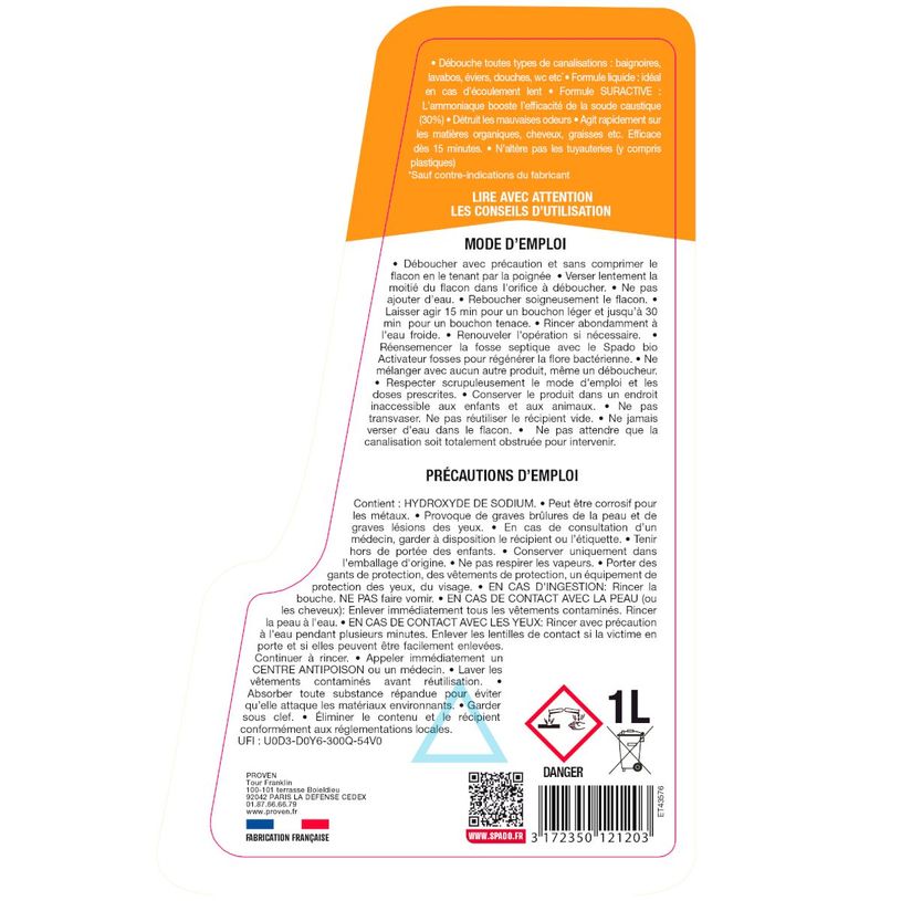 3172350121203-Spado - Déboucheur liquide spécial écoulement - 1L--1