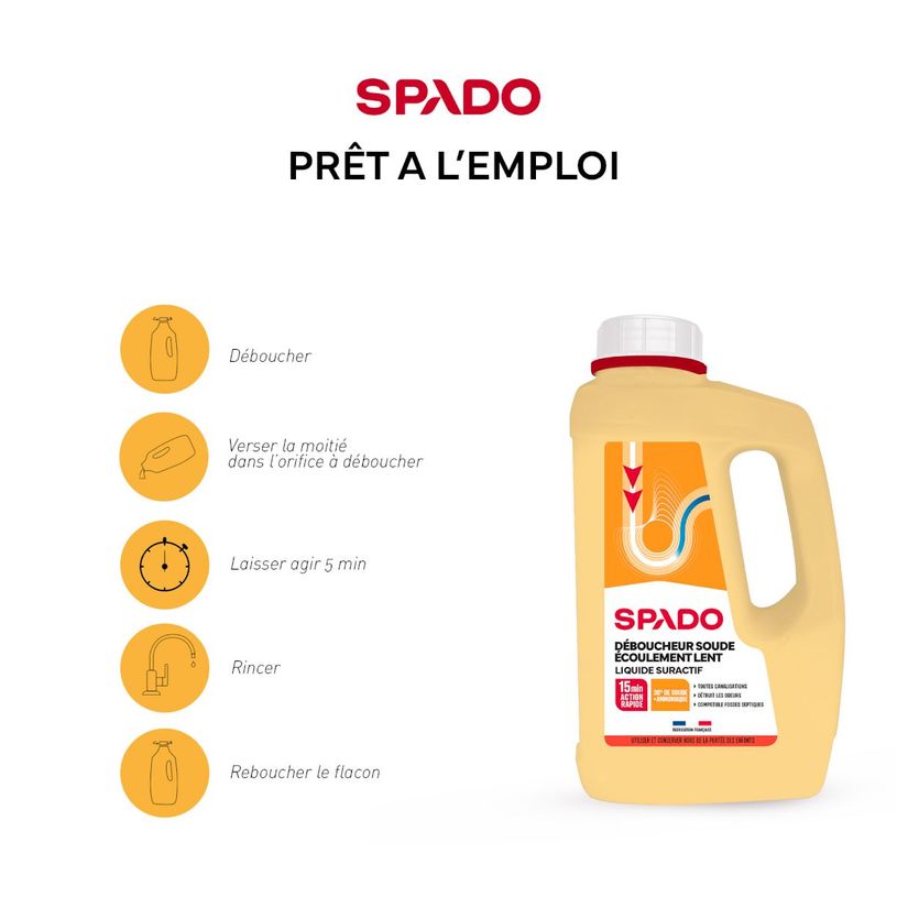 3172350121203-Spado - Déboucheur liquide spécial écoulement - 1L--3