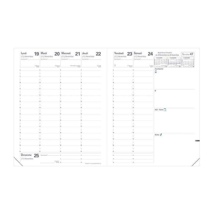 3371010182220-Agenda Impala President - 1 semaine sur 2 pages - 21 x 27 cm - disponible dans différentes couleurs - --4