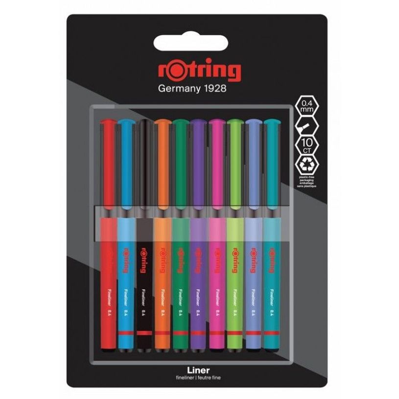3026981662201-Rotring Liner - Feutre fin - couleurs assorties - 0.4 mm (pack de 10)-P_405122039_1-0