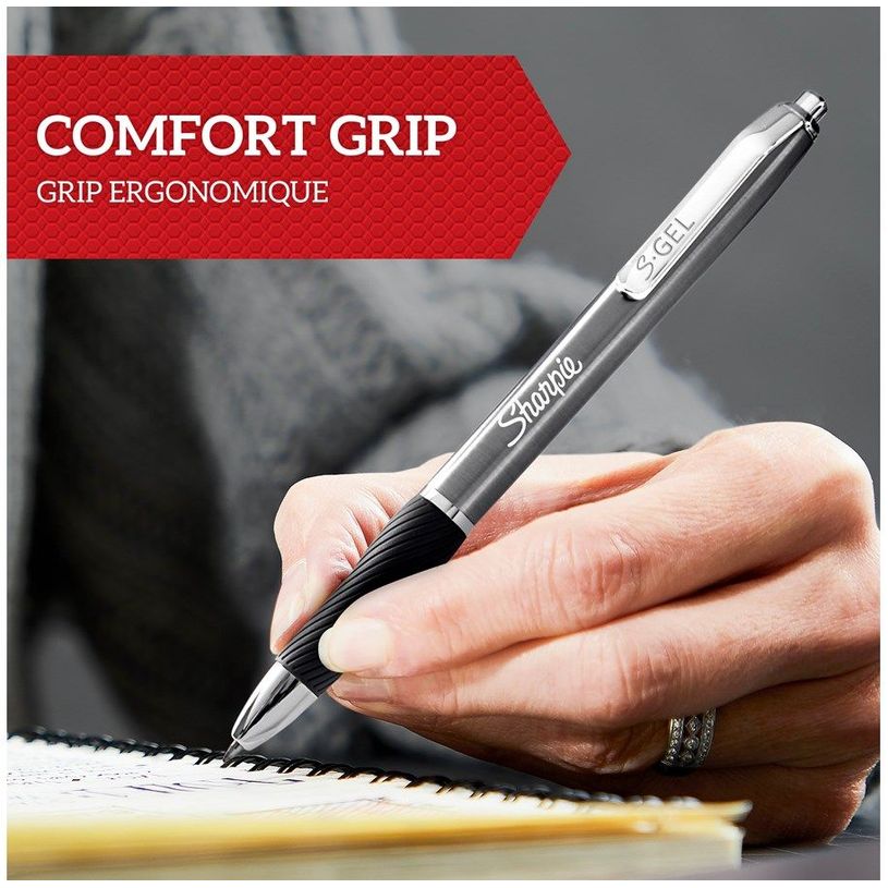 3026981626425-Sharpie S-Gel - 1 stylo pointe moyenne 0,7mm - Encre bleue - Corps argent ou bronze métal-P_405122044_6-3
