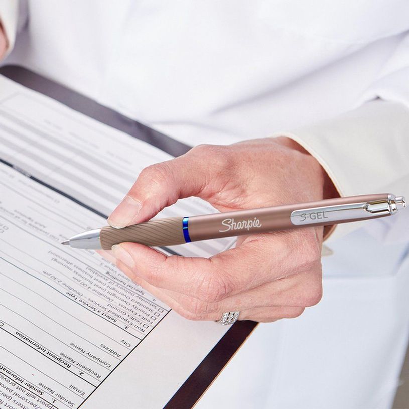 3026981626425-Sharpie S-Gel - 1 stylo pointe moyenne 0,7mm - Encre bleue - Corps argent ou bronze métal-P_405122044_7-4