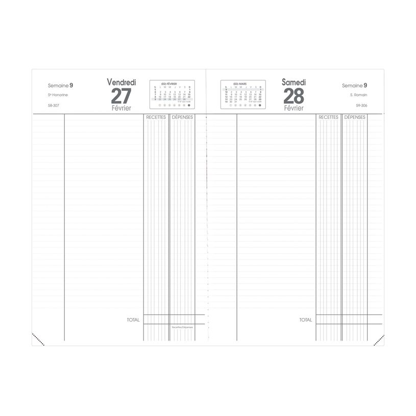 3371010133024-Agenda Vanolin Recettes/Dépenses - 1 jour page - 13 x 21 cm - noir - Quo Vadis-P_405122091_3-1