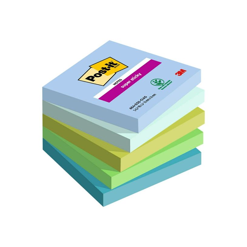 4054596924284-Post-it Super Sticky 654-5SS-OAS - Notes - 76 x 76 mm - 450 feuilles (5 x 90) - bleu, vert-P_405122300_2-1