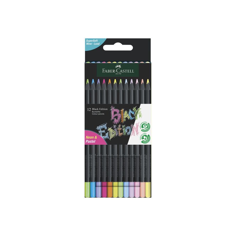 4005401164104-Faber-Castell Black Edition Neon+Pastel - 12 crayosn de couleur - couleurs brillantes asso-P_405122310_2-6
