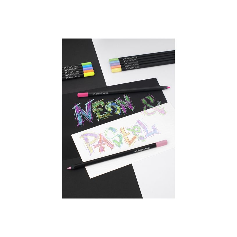 4005401164104-Faber-Castell Black Edition Neon+Pastel - 12 crayosn de couleur - couleurs brillantes asso-P_405122310_6-2