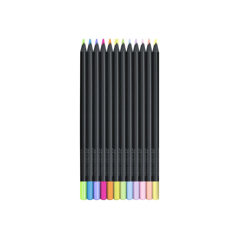 4005401164104-Faber-Castell Black Edition Neon+Pastel - 12 crayosn de couleur - couleurs brillantes asso-P_405122310_9-4