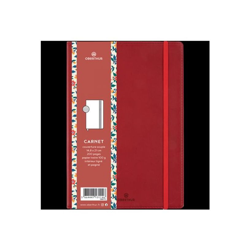 3664447131092-Oberthur Carmen - Carnet de notes souple A5 - ligné - 200 pages - rouge-P_405122466_4-3