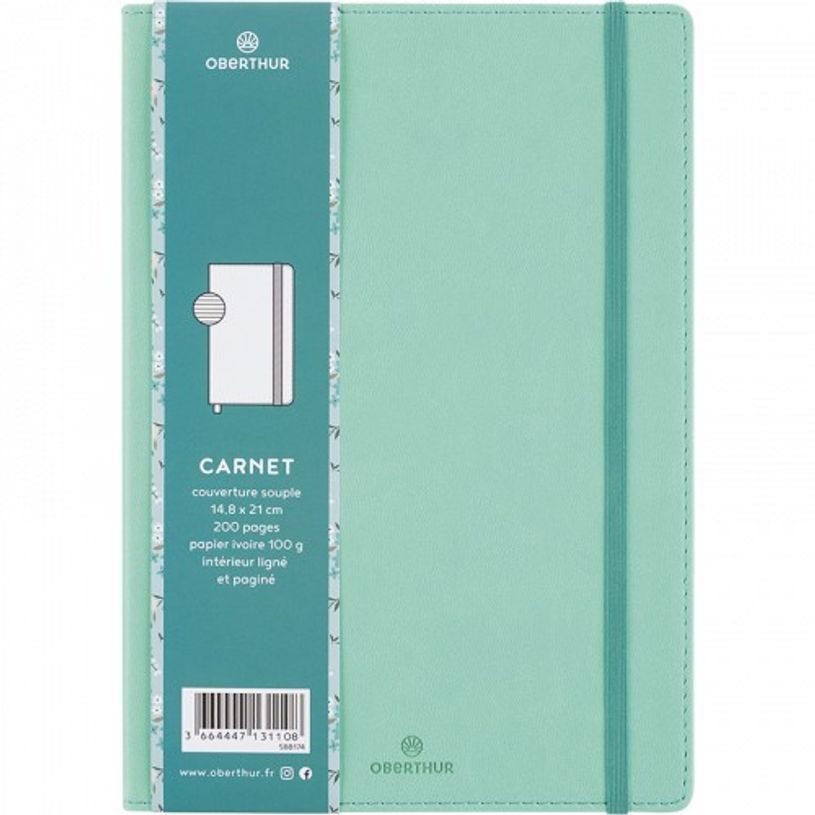 3664447131108-Oberthur Carmen - Carnet de notes souple A5 - ligné - 200 pages - menthe-P_405122467_1-0