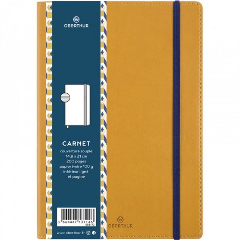 3664447131139-Oberthur - Carnet de notes souple A5 - ligné - 200 pages - moutarde-P_405122472_1-0