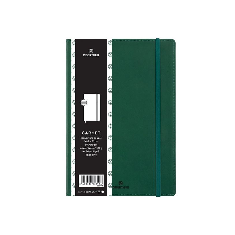3664447131153-Oberthur Balthazar - Carnet de notes souple - A5 - ligné - 200 pages - vert-P_405122474_3-1