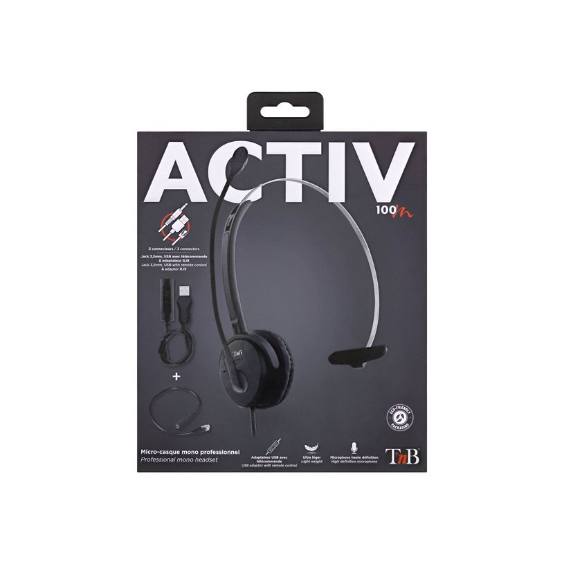 3303170104613-T'nB ACTIV 100M - casque filaire avec micro - mono oreillette - noir-P_405122731_4-3