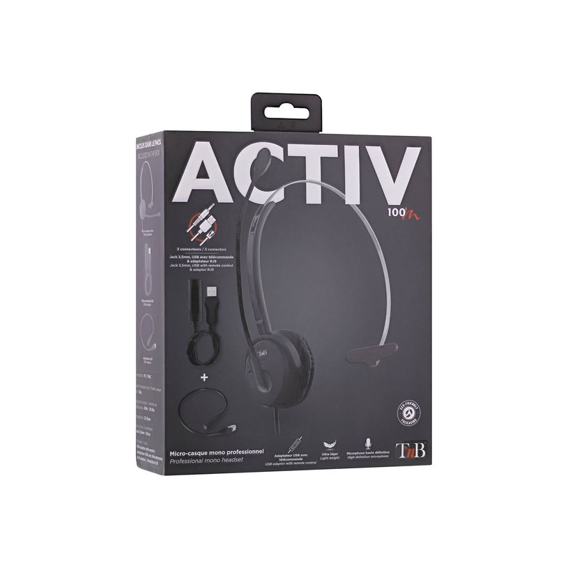 3303170104613-T'nB ACTIV 100M - casque filaire avec micro - mono oreillette - noir-P_405122731_5-4