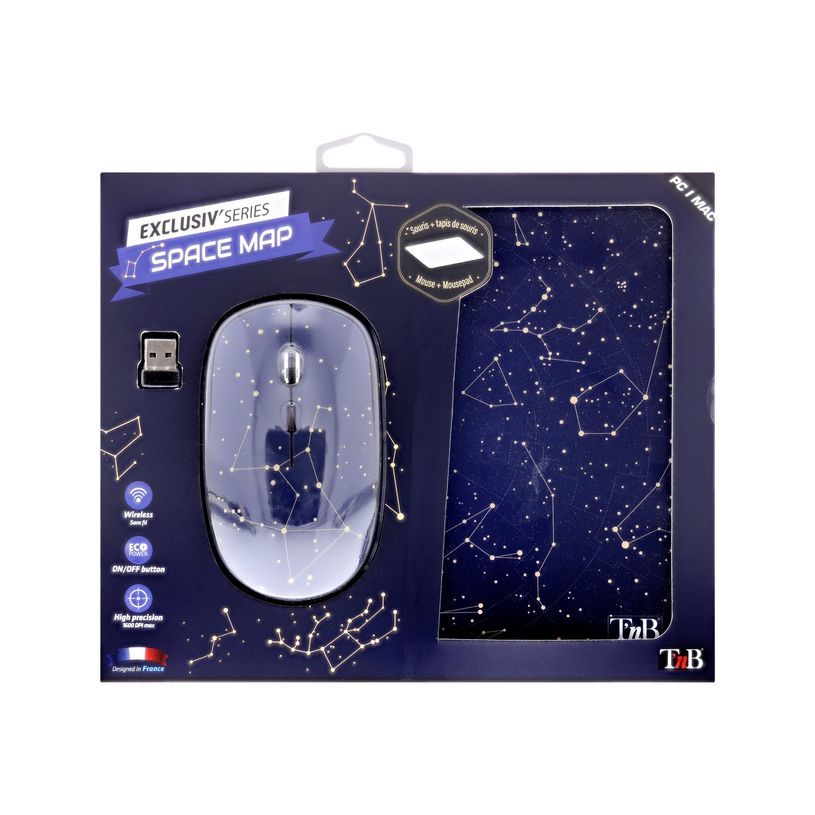 3303170104477-T'nB EXCLUSIV' - souris sans fil + tapis - SPACE MAP-P_405123006_1-2