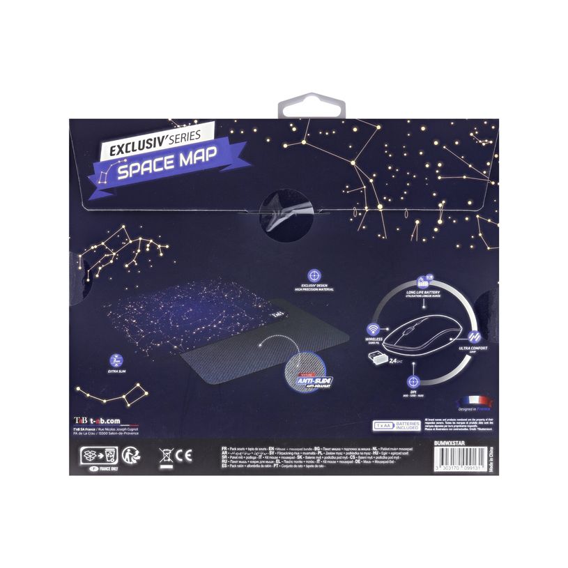 3303170104477-T'nB EXCLUSIV' - souris sans fil + tapis - SPACE MAP-P_405123006_2-3