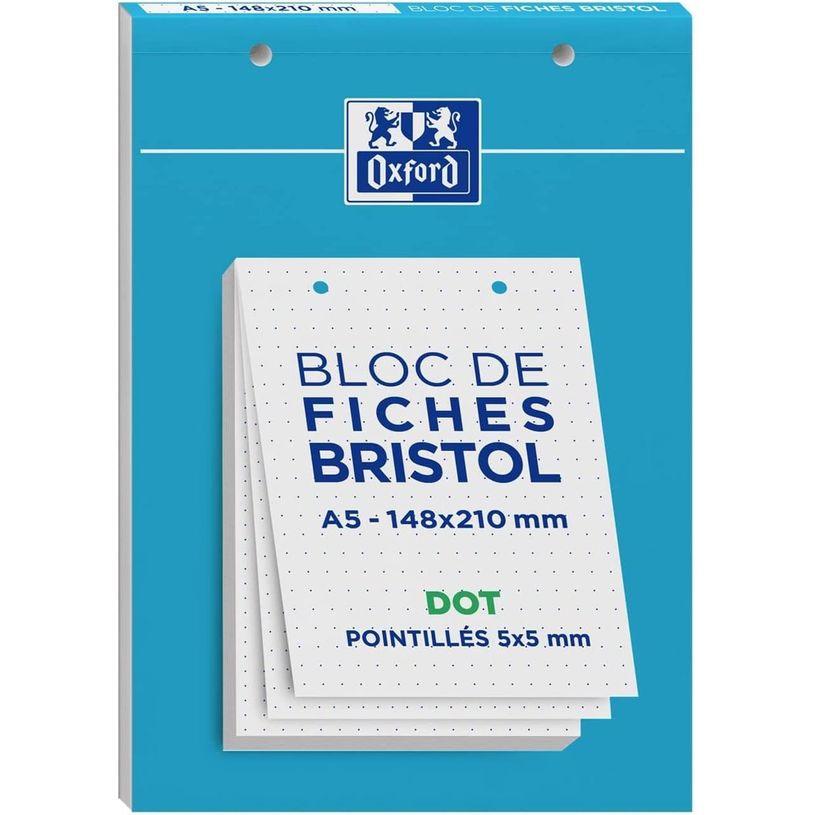 3020120196114-Oxford - Pack de 30 Fiches Bristol - A5 - pointillés - perforées - blanc-P_405123007_1-0