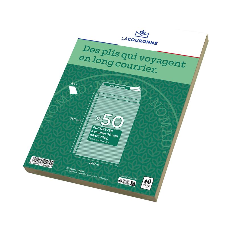3240185019894-50 Pochettes 260x330x30 kraft 120g adh s.fen fd.trad-P_405123059_1-0