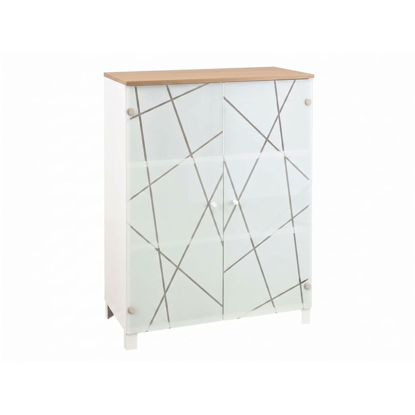3483600215239-Armoire mi-haute SUNDAY - L80 x H114 x P42 - portes en verre - top non inclus en option--1