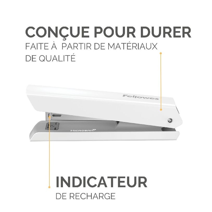 0043859776559-Fellowes - Agrafeuse LX820 blanche avec Microban® - capacité de 20 feuilles - pleine ban-P_405124140_3-2