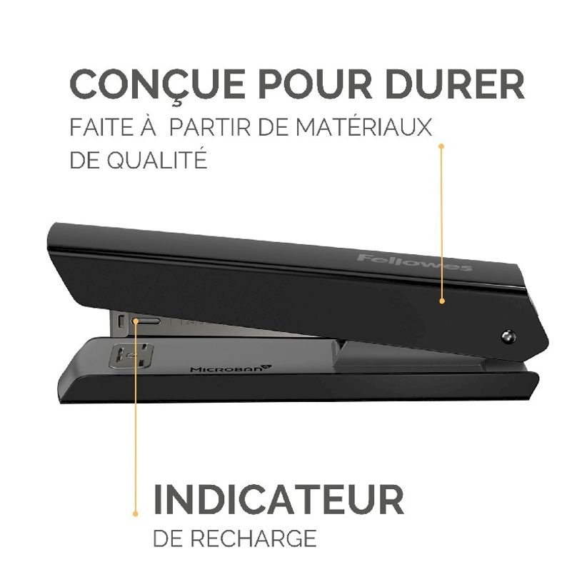 0043859776597-Fellowes - Agrafeuse LX820 noire avec Microban® - capacité de 20 feuilles - pleine bande-P_405124143_2-1