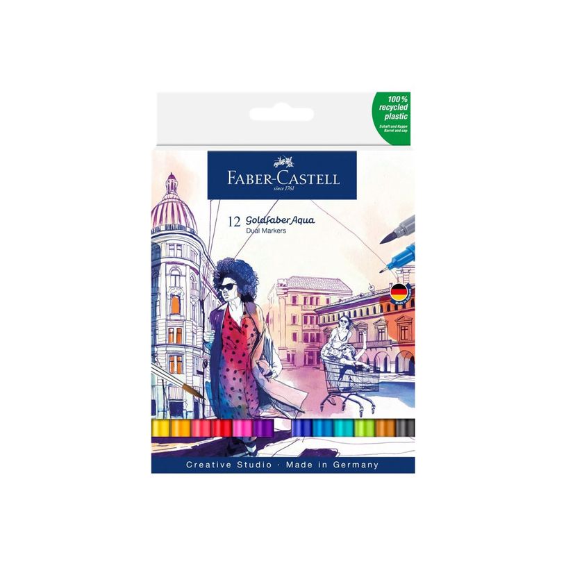 4005401646129-Faber-Castell Goldfaber Aqua - 12 Feutres double pointe - couleurs assorties-P_405124205_2-0