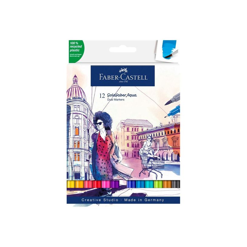 4005401646129-Faber-Castell Goldfaber Aqua - 12 Feutres double pointe - couleurs assorties-P_405124205_5-2